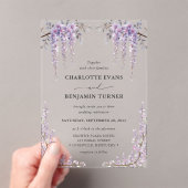 ゴージャスウォーターカラーフジテリアフローラ庭園の結婚式 アクリル招待状 (インサイチュ (ポータブル))