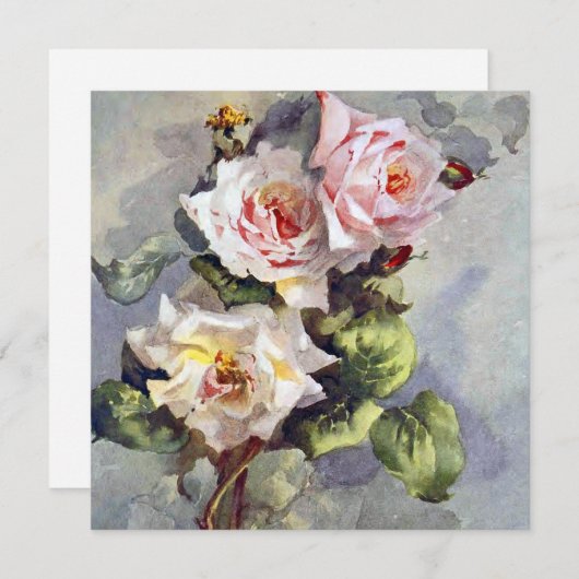 ゴージャスエレガントなピンクのバラのウォーター絵画カラー (正面/裏面)