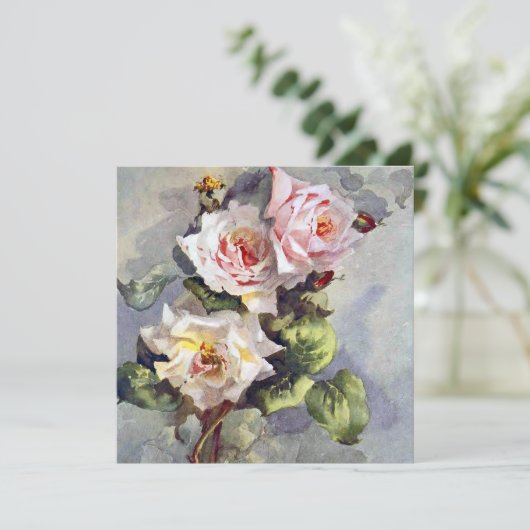 ゴージャスエレガントなピンクのバラのウォーター絵画カラー (スタンド正面)