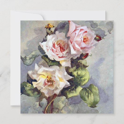 ゴージャスエレガントなピンクのバラのウォーター絵画カラー (正面)