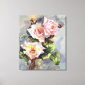 ゴージャスエレガントなピンクのバラのウォーター絵画カラー キャンバスプリント (正面)