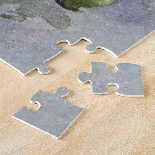 ゴージャスエレガントなピンクのバラのウォーター絵画カラー ジグソーパズル (側面)