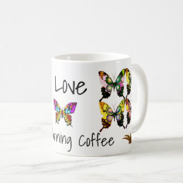 ゴージャスエレガントな蝶とタイポグラフィ コーヒーマグカップ