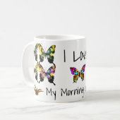 ゴージャスエレガントな蝶とタイポグラフィ コーヒーマグカップ (正面左)