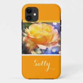 ゴージャスエレガントな黄色いバラの花と名前 iPhone 11 ケース
