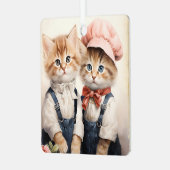 ゴージャスオレンジの子猫のカップル クリスマス メタルオーナメント (正面左)