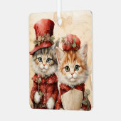 ゴージャスオレンジの子猫カップル クリスマス メタルオーナメント (正面左)