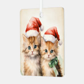 ゴージャスオレンジの子猫カップル クリスマス メタルオーナメント (正面左)