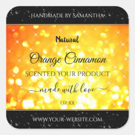 ゴージャスオレンジスパークリンググリッター製品ラベル スクエアシール