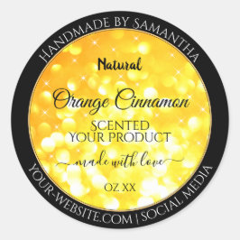 ゴージャスオレンジスパークリンググリッター製品ラベル ラウンドシール