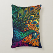 ゴージャスカラフルピーコック、アールデコスタイル アクセントクッション (正面(垂直))