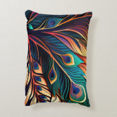 ゴージャスカラフルピーコック、アールデコスタイル アクセントクッション (裏面(縦))