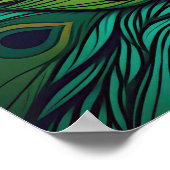 ゴージャスカラフルピーコック、アールデコスタイル ポスター (角)