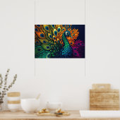 ゴージャスカラフルピーコック、アールデコスタイル ポスター (キッチン)