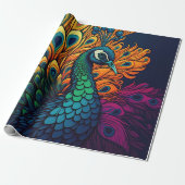 ゴージャスカラフルピーコック、アールデコスタイル ラッピングペーパー (アンロールド)