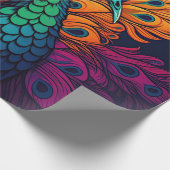 ゴージャスカラフルピーコック、アールデコスタイル ラッピングペーパー (角)