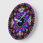 ゴージャスカラフルブルー万華鏡のように千変万化するパターンパターン ラージ壁時計 (傾斜)