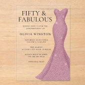 ゴージャスガウン50th誕生日 アクリル招待状 (正面)