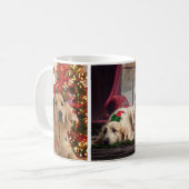 ゴージャスクリスマスドッグフォトコラージュマグ コーヒーマグカップ (正面左)