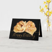 ゴージャスクリーム牡丹シックフローラブーケ誕生日 カード (黄色い花)