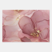 ゴージャスグラム金ゴールドリーフ赤面ピンクブライダルシャワー ラッピングペーパーシート (正面2)