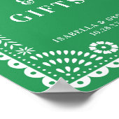 ゴージャスグリーンパペルピカドウェディングレセプションサイン ポスター (角)