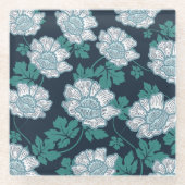 ゴージャスグリーンフローラコースター ガラスコースター (正面)