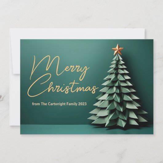 ゴージャスグリーンメリークリスマスツリーカスタム シーズンカード (正面)