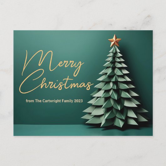 ゴージャスグリーンメリークリスマスツリーカスタム シーズンポストカード (正面)