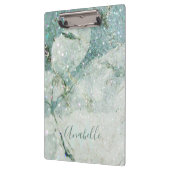 ゴージャスグリーン大理石&グリッターモノグラムの クリップボード (左)