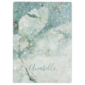 ゴージャスグリーン大理石&グリッターモノグラムの クリップボード (裏面)