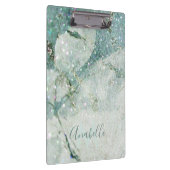 ゴージャスグリーン大理石&グリッターモノグラムの クリップボード (右)