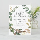 ゴージャスグリーン葉リースベビーシャワー 招待状 (スタンド正面)