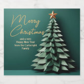 ゴージャスグリーン金ゴールドメリークリスマスパーティーツリー リキュールボトルラベル (シングルラベル)
