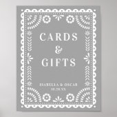 ゴージャスグレーパペルピカドウェディングレセプションサイン ポスター (正面)