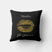 ゴージャスゴールデングリッター白黒キスリップ クッション (裏面)