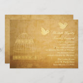 ゴージャスゴールデンバードケージ結婚式招待状 招待状 (正面/裏面)