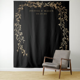 ゴージャスゴールドのウェディングバックドロップ タペストリー