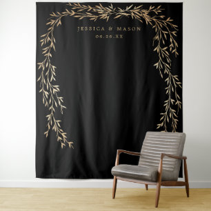 ゴージャスゴールドのウェディングバックドロップ タペストリー