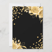ゴージャスゴールドの花柄グリッター 30歳の誕生日 黒 招待状 (裏面)