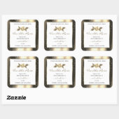 ゴージャスゴールドグリッター フローラル ホワイト プロダクトラベル スクエアシール (シート)