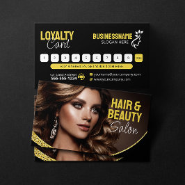 ゴージャスゴールドグリッター ヘアスタイリスト ビューティーサロン ロイヤリティカード
