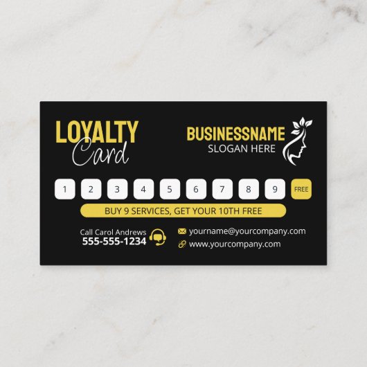 ゴージャスゴールドグリッター ヘアスタイリスト ビューティーサロン ロイヤリティカード (裏面)