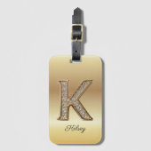 ゴージャスゴールドダイヤモンドモノグラムイニシャル「K」 ラゲッジタグ (正面縦)