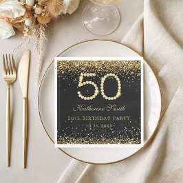 ゴージャスゴールドダイヤモンド50歳の誕生日パーティー スタンダードランチョンナプキン