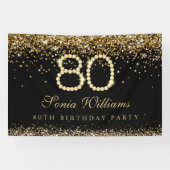 ゴージャスゴールドダイヤモンド80歳の誕生日パーティー 横断幕 (横)