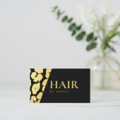 ゴージャスゴールドヒョウ柄ヘアスタイリスト 名刺 (スタンド正面)