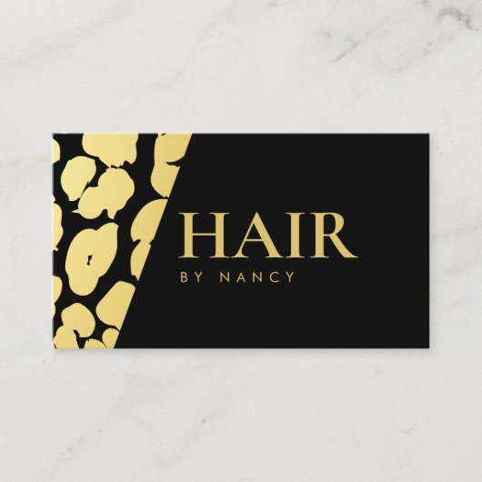 ゴージャスゴールドヒョウ柄ヘアスタイリスト 名刺 (正面)