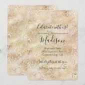 ゴージャスゴールドローズブッシュピンクレオパードプリント 招待状 (正面/裏面)