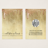 ゴージャスゴールド厚グリッター垂れロゴイヤリング (正面&裏面)